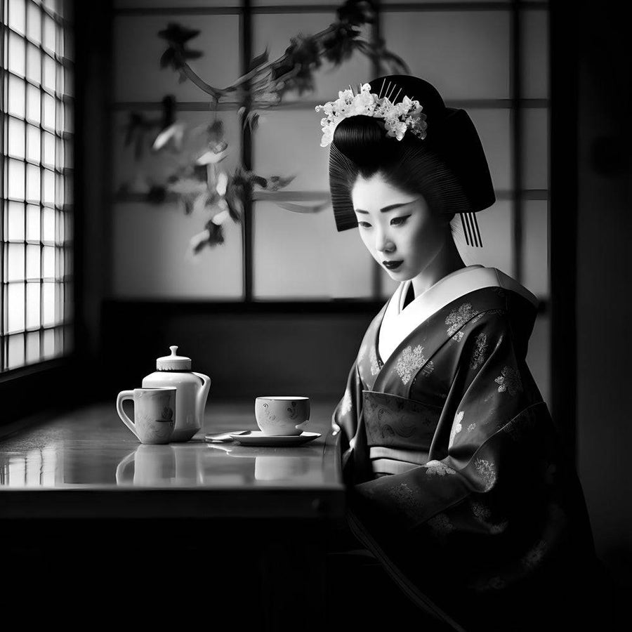 Tableau Japon Geisha au Thé - Décoration Murale Tranquille et Chic