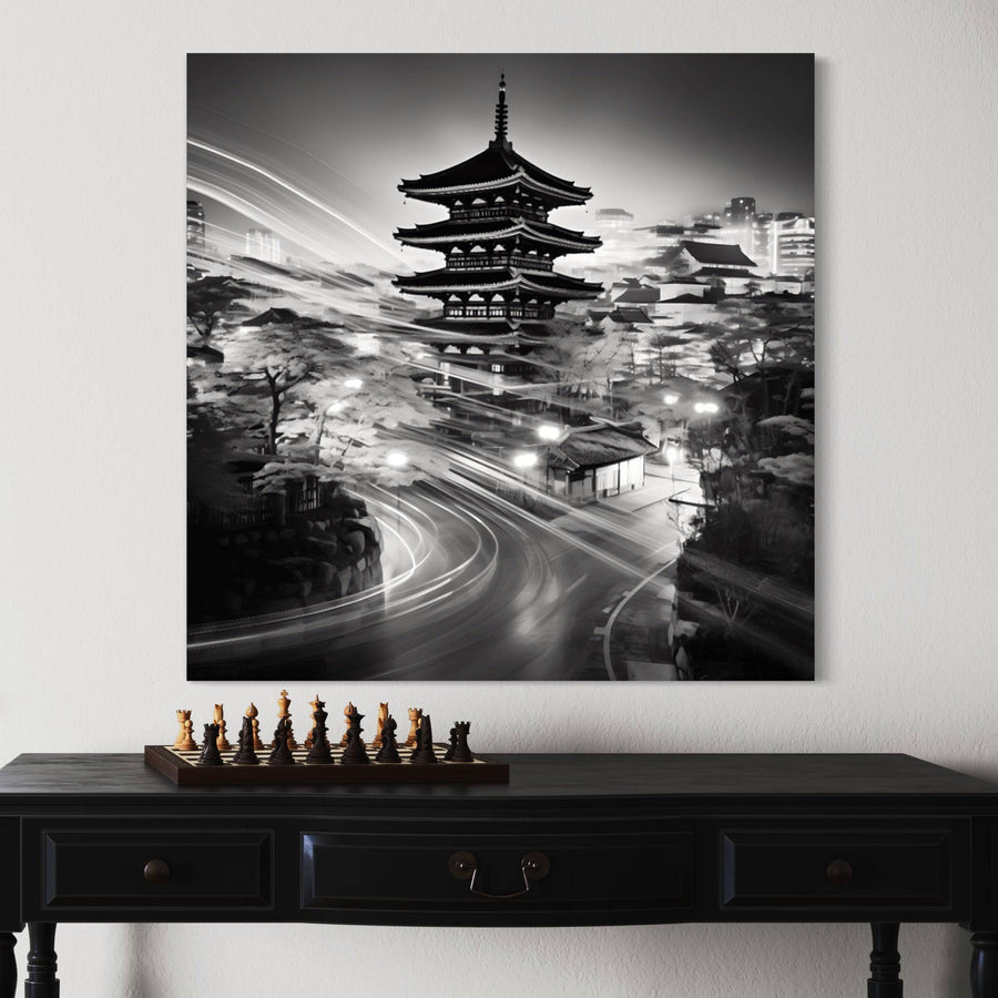 Tableau Japon Temple Urbain - Décoration Murale Contemporaine et Captivante