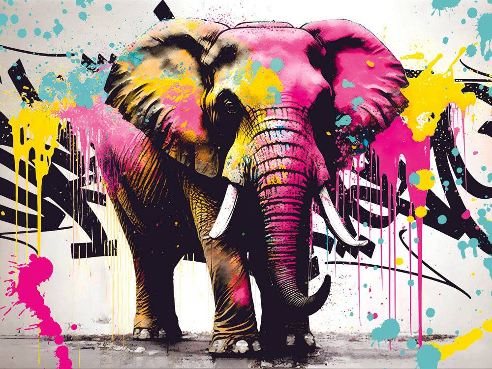 Tableau Éléphant Coloré - Déco Moderne - Fabulartz.fr 