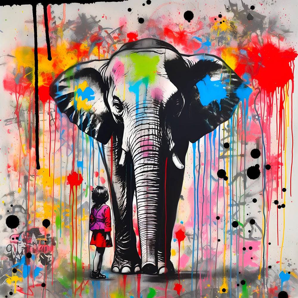 Tableau Éléphant en Pop Art Majestueux - Fabulartz.fr 