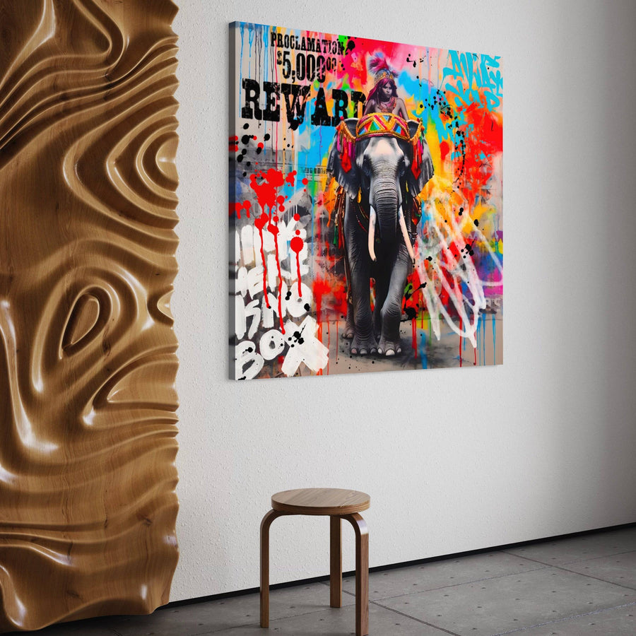 Tableau Pop Art Éléphant Graffiti - Déco Murale