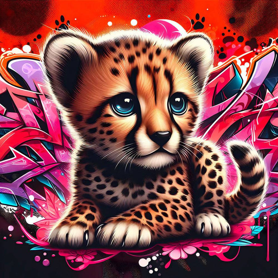 Tableau Enfant Petit Lion Pop Art - Décoration Murale Artistique