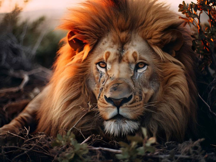 Picture Lion Éclat Sauvage - Impressive wall decoration