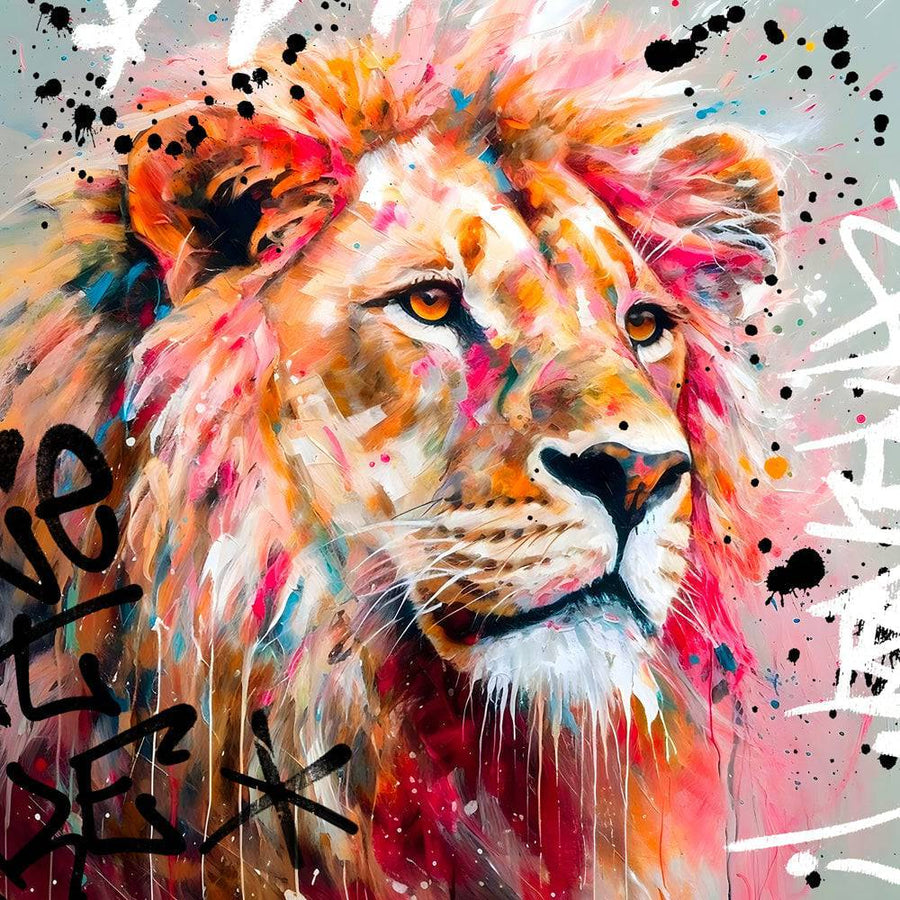 Pittura pop art di un leone maestoso - Cadre Déco Design