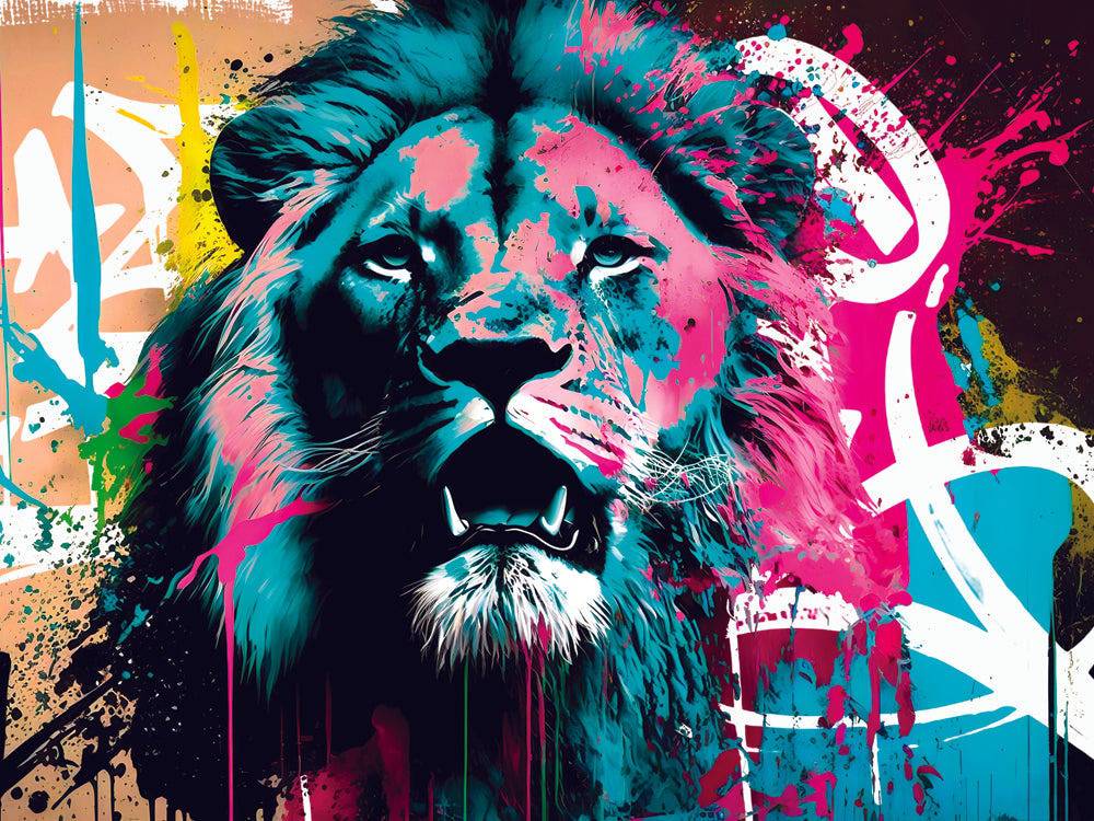 Tableau Lion - Pop Art - Art Mural Expressif