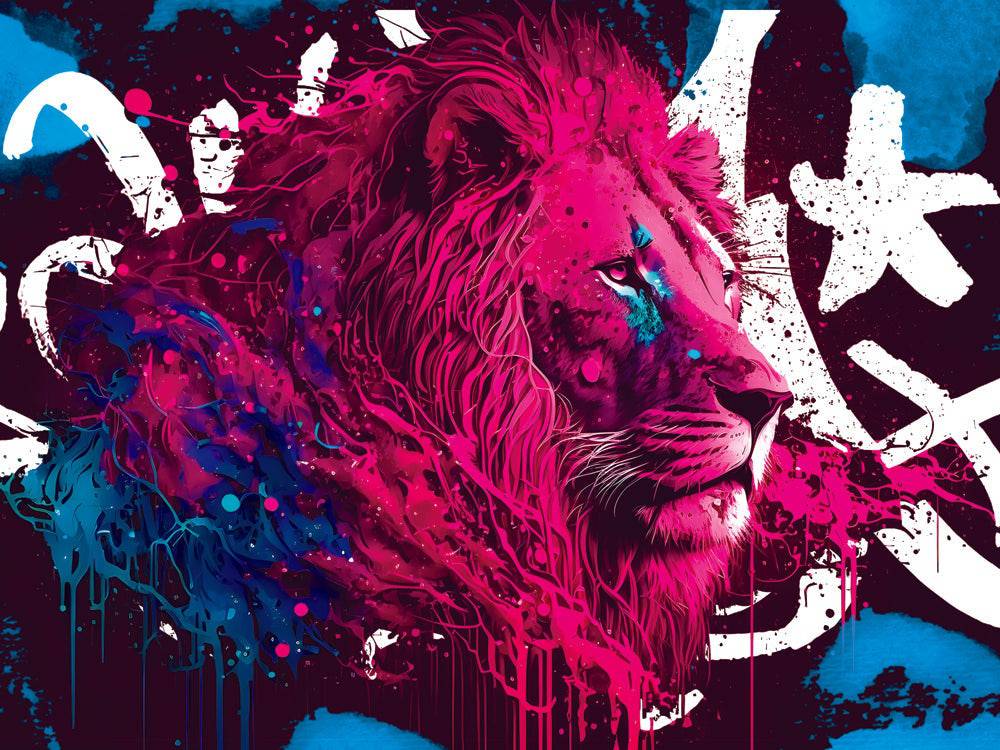 Tableau Lion - Pop Art - Colorée - Décoratif - Moderne
