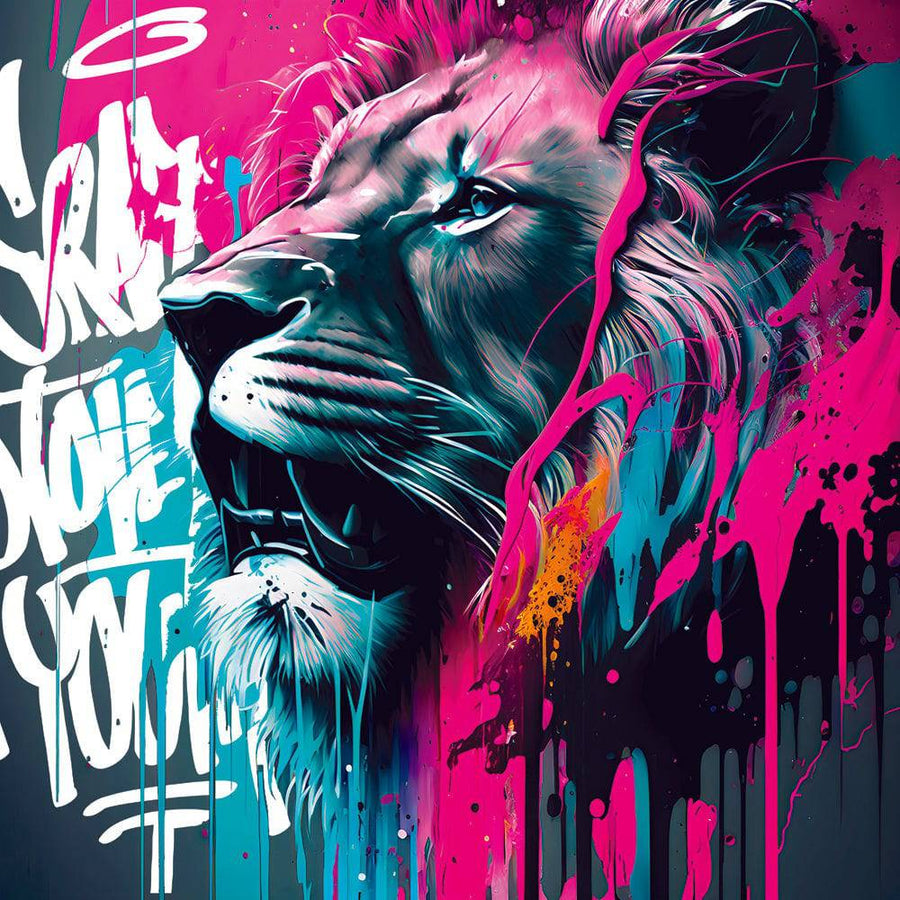 Pittura Pop Art Urban Lion - Cadre Déco