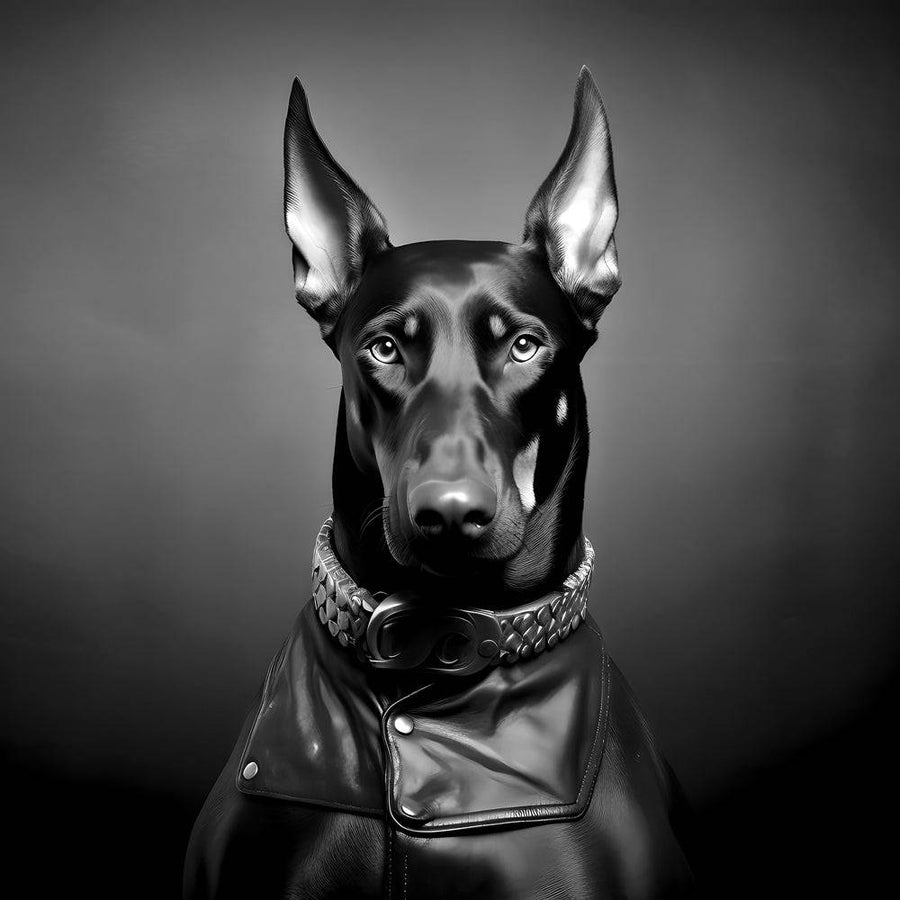 Tableau Noir et Blanc Dobermann - Décoration Murale Élégante