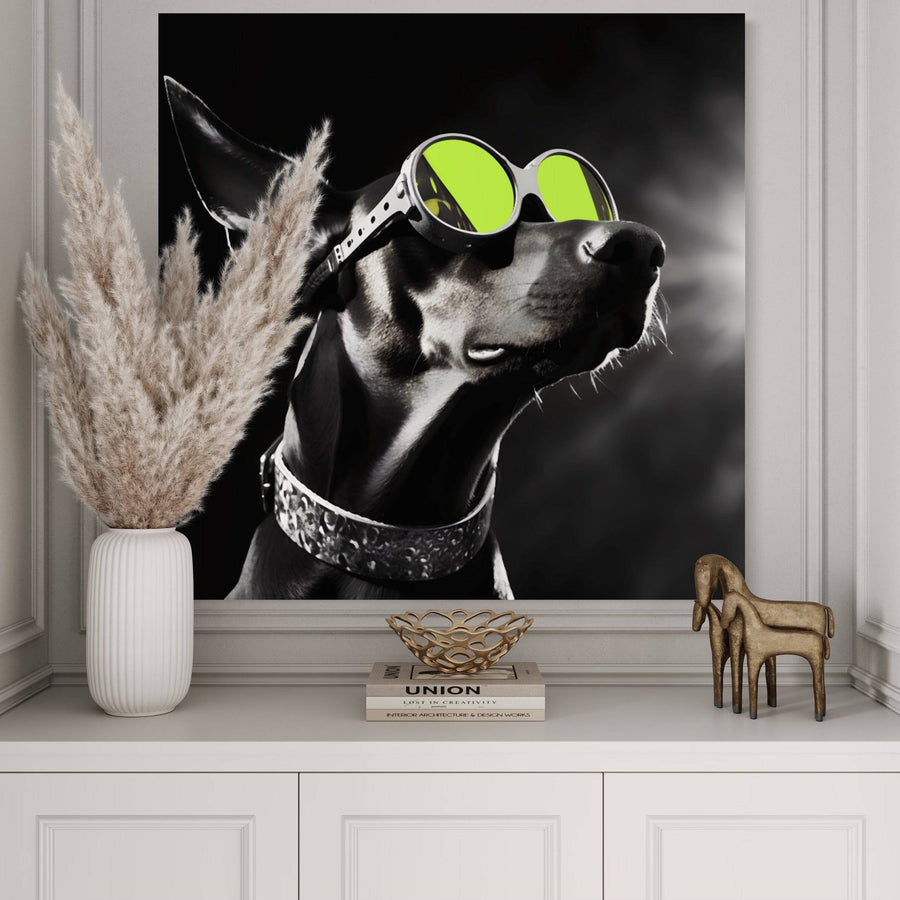 Black and white painting - Dobermann - Cadre Déco