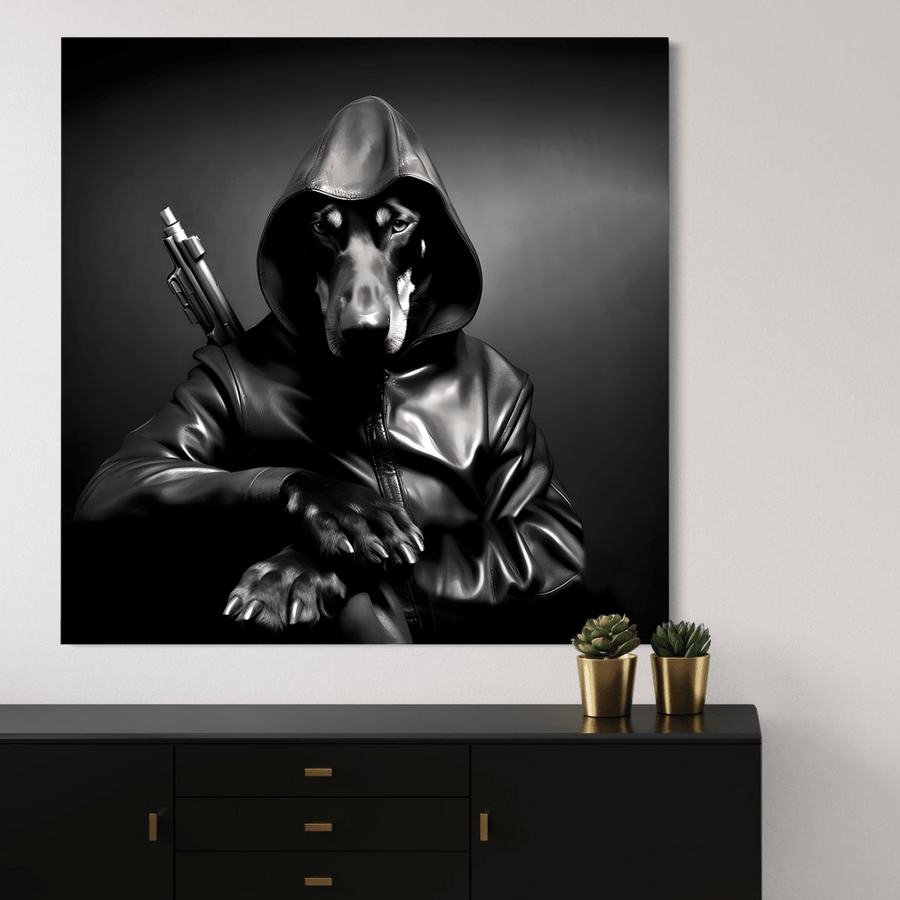 Black and white painting - Dobermann - Déco Moderne