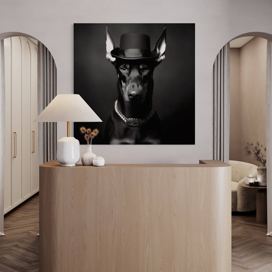 Black and white painting - Dobermann Elegance - Deco Moderne