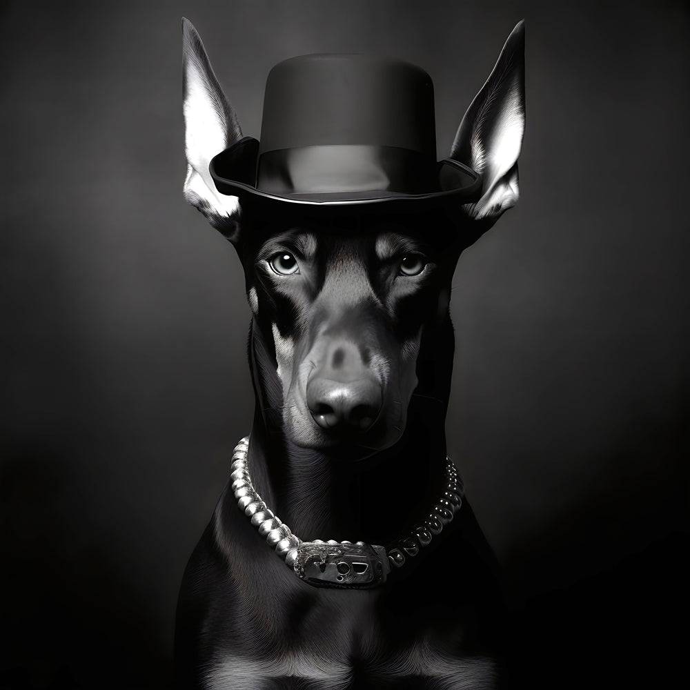 Tableau Noir et Blanc - Dobermann Elegance - Deco Moderne - Fabulartz.fr 