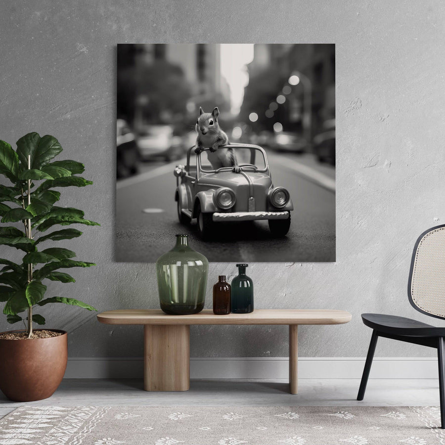 Black and white painting - Ecureuil - Cadre Moderne