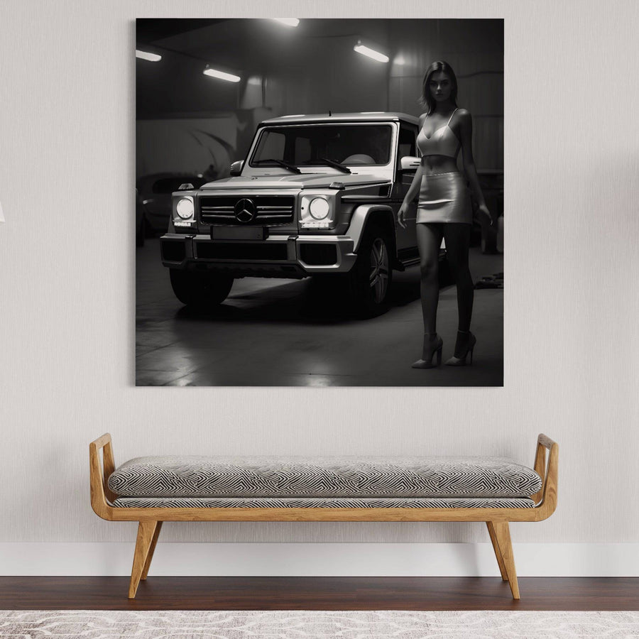 Black and white painting - Jeep - Cadre Déco Moderne