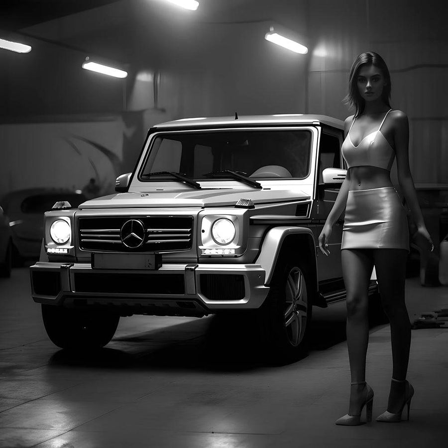 Black and white painting - Jeep - Cadre Déco Moderne