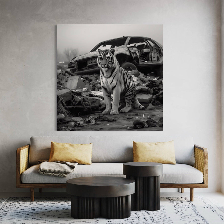 Black and white painting - Le Tigre - Cadre Deco