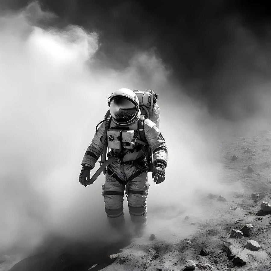 Tableau Noir et Blanc - Astronaute sur la Lune - Décoration Murale