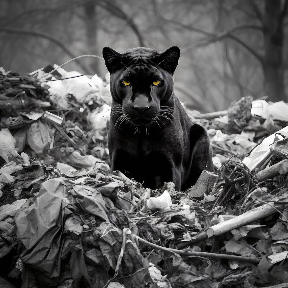 Tableau Noir et Blanc - Panthère Noire - Décoration moderne - Fabulartz.fr 