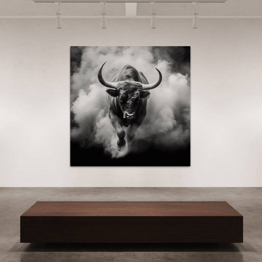 Quadro in bianco e nero - Taureau en Mouvement - Cornice decorativa