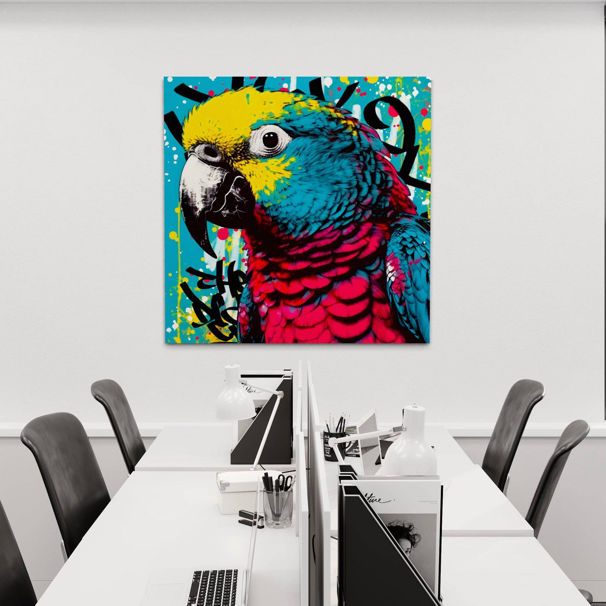 Tableau perroquet bleu peinture sur toile 80x120cm Tableau perroquet bleu peinture sur toile 80x120cm