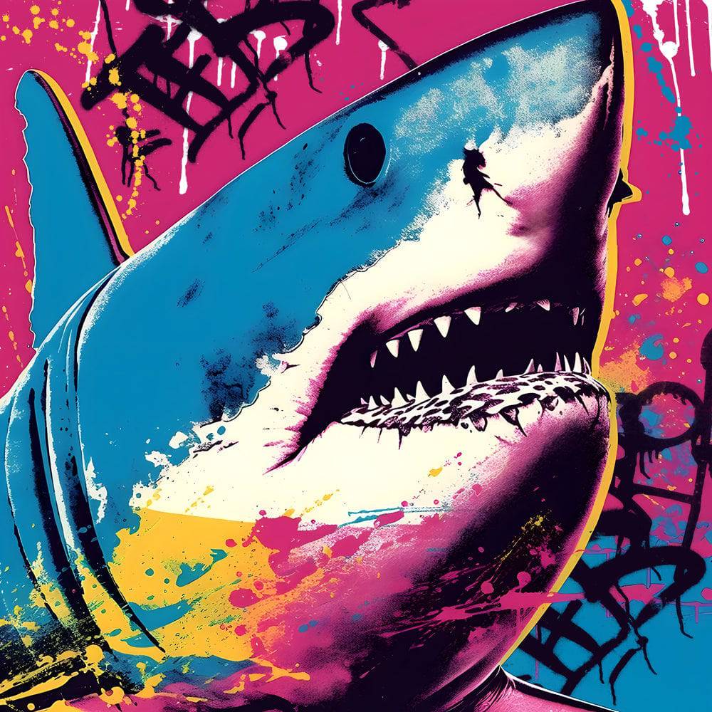 Tableau Requin Pop Art - Toile Moderne - Design - Fabulartz.fr 