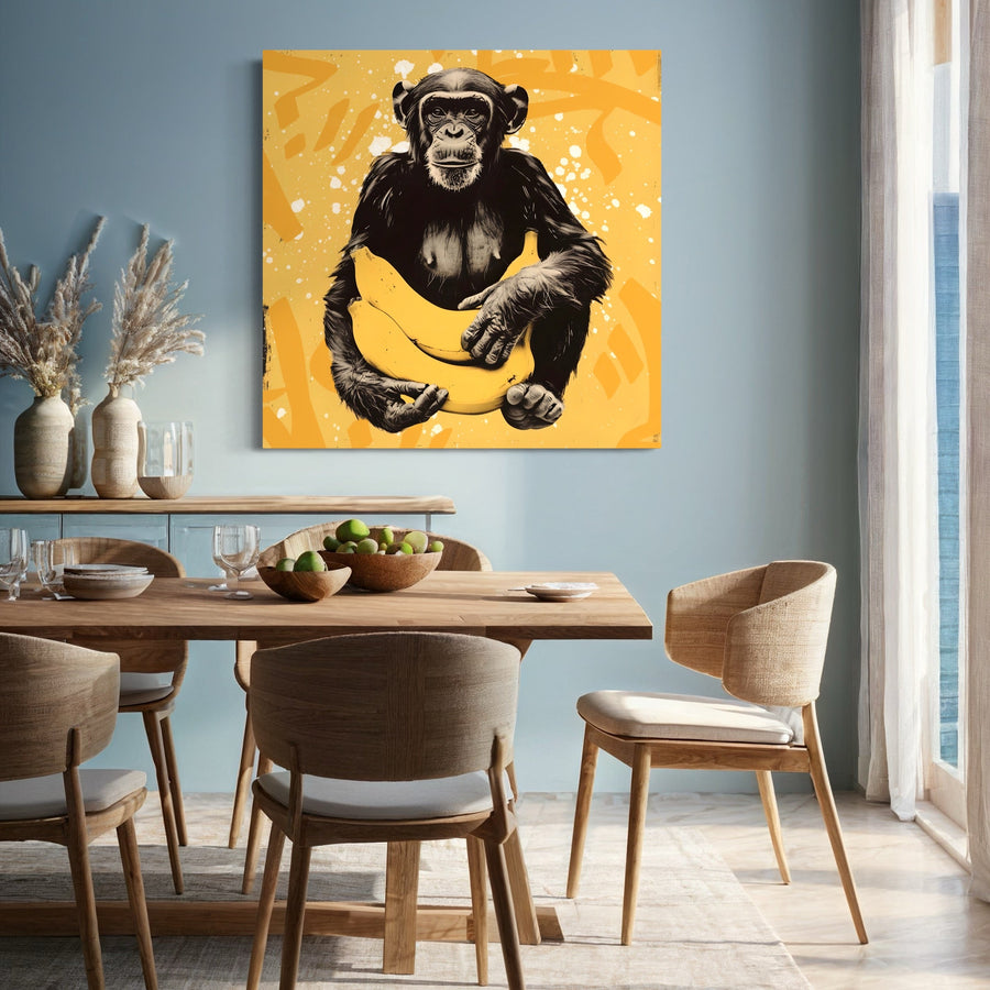 Monkey with banana - Colorful wall decor