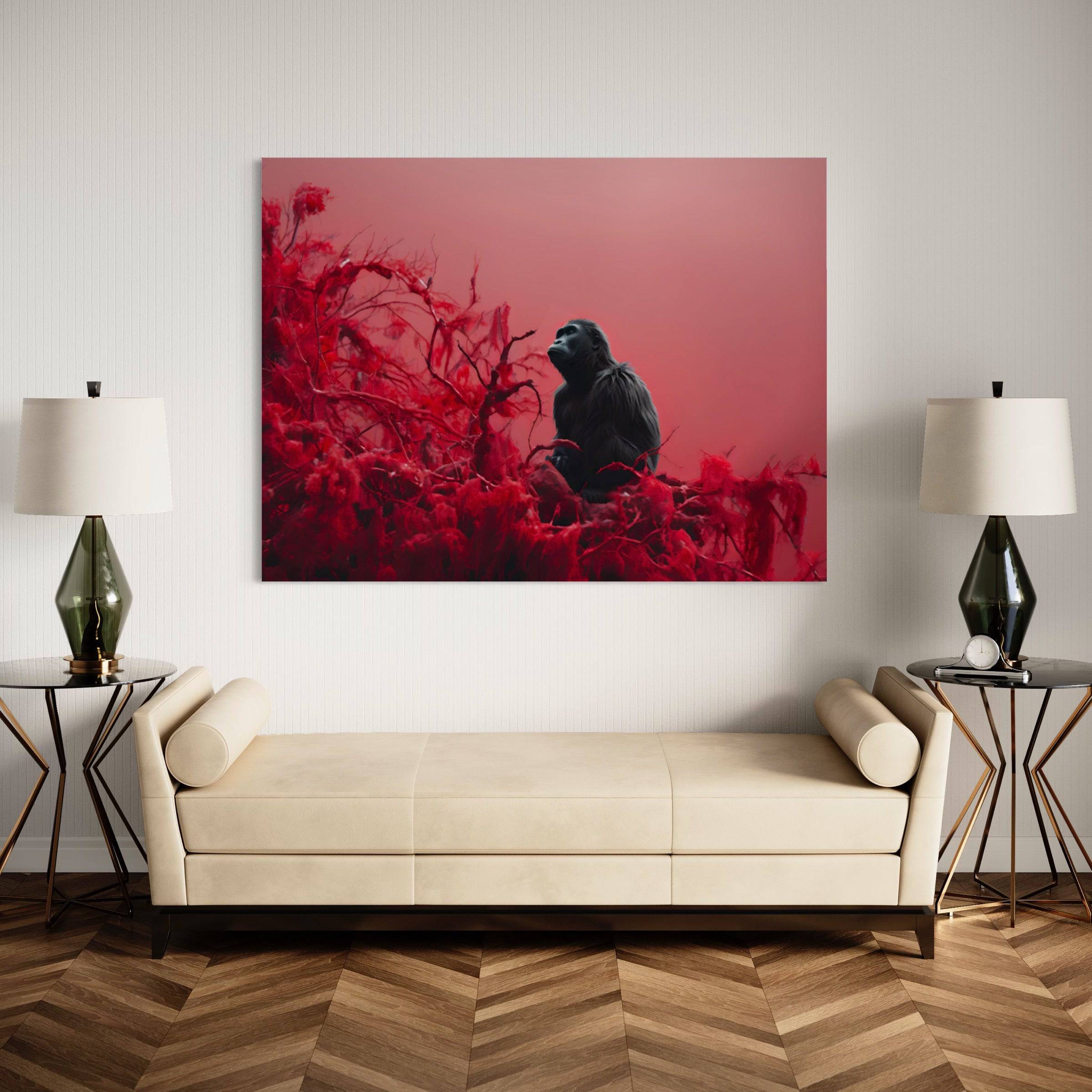 Tableau Singe - Éclat Rouge pour un Intérieur Moderne - Fabulartz.fr 