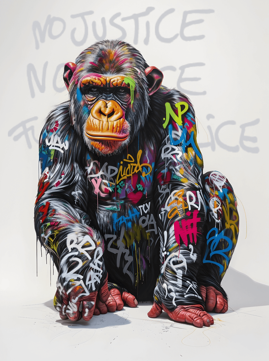 Painting Engaged Monkey - Street Art and Decorative Wall Frame