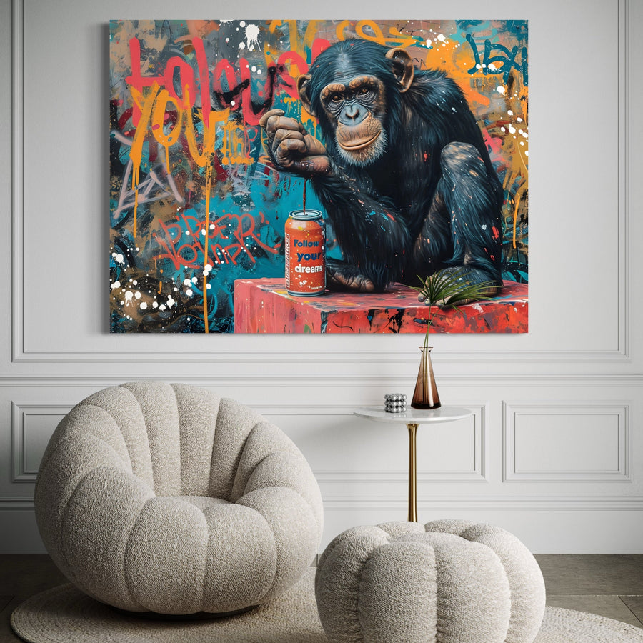 Painting Monkey Follow Your Dreams - Inspiring wall decoration