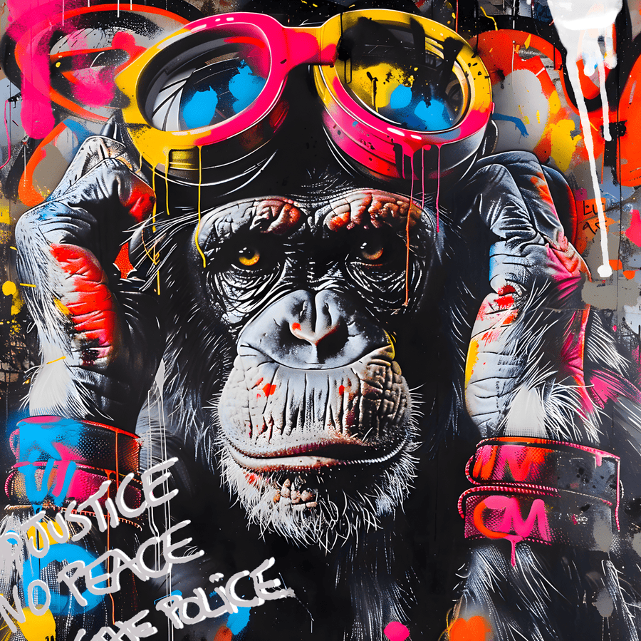 Tableau Singe Street Art Pop - Décoration Murale Moderne et Colorée