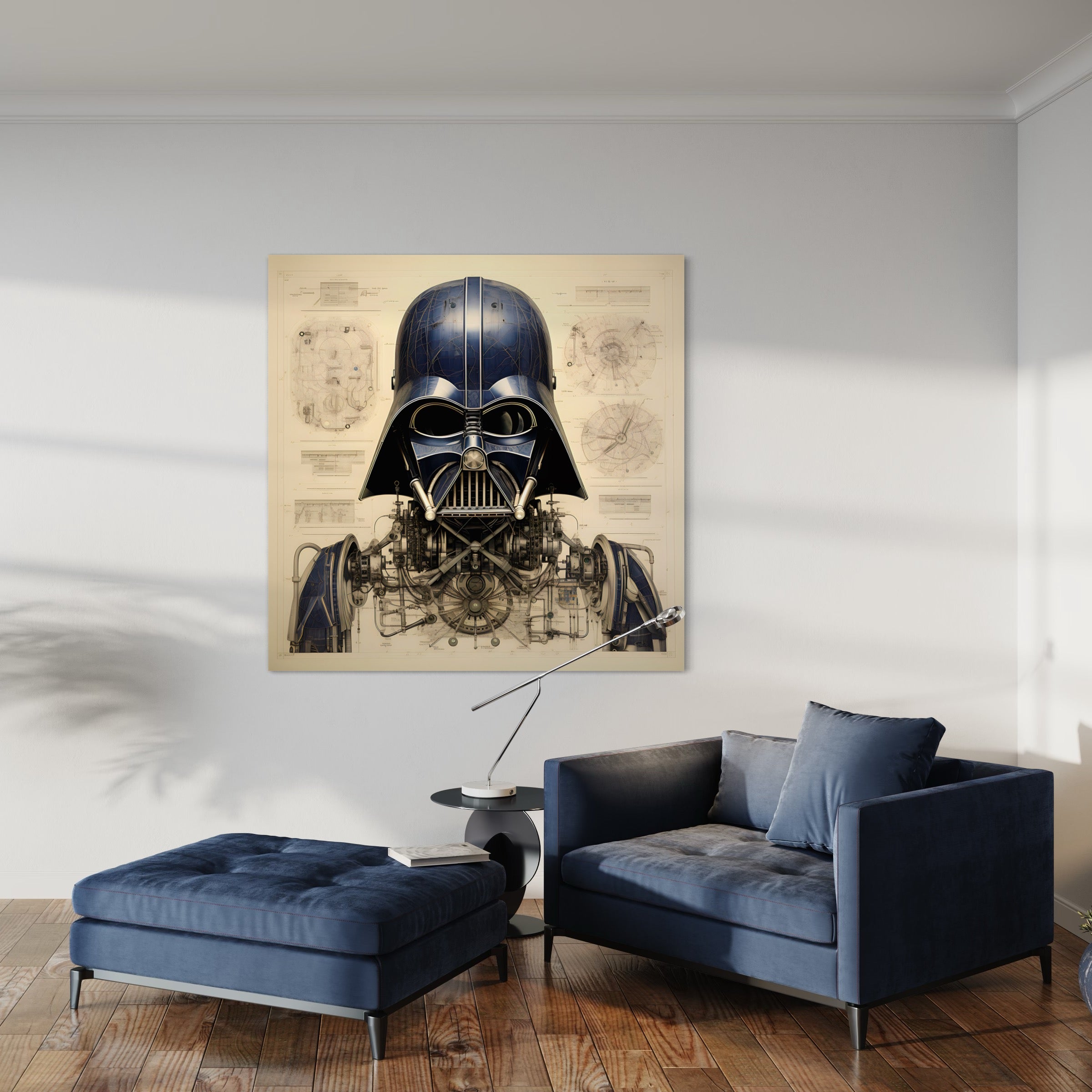 Tableau Star Wars Plan Casque Dark Vador Décoration Murale