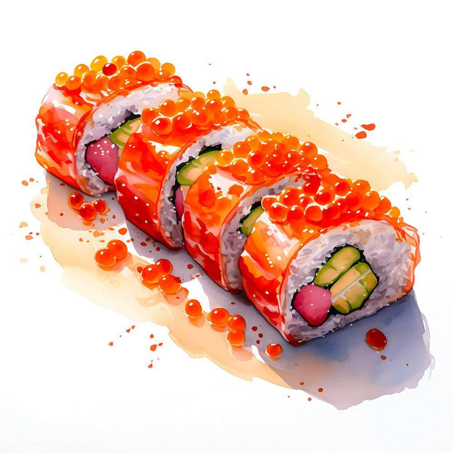 Tableau Cuisine "Sushi Coloré" - Art Culinaire Mural Design