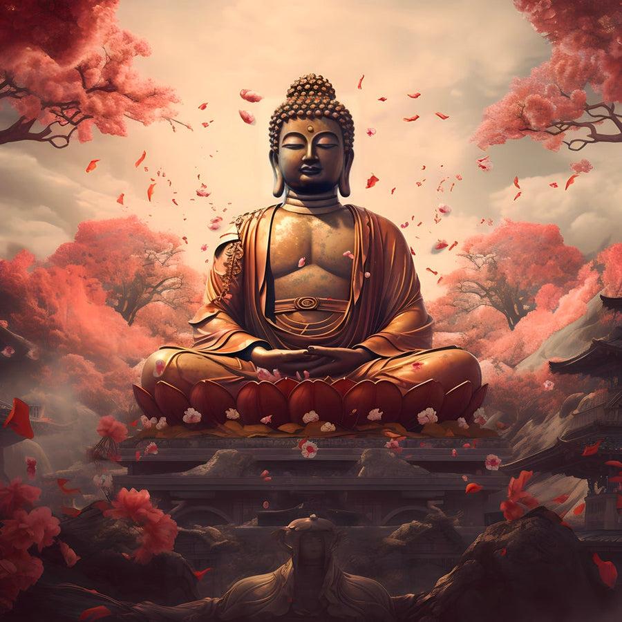 Quadro Zen Lotus Buddha Floral Serenity - Decorazione murale