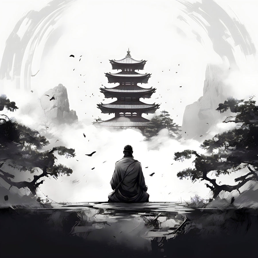 Pittura monocromatica Zen - Meditazione e tranquillità - Decorazione murale