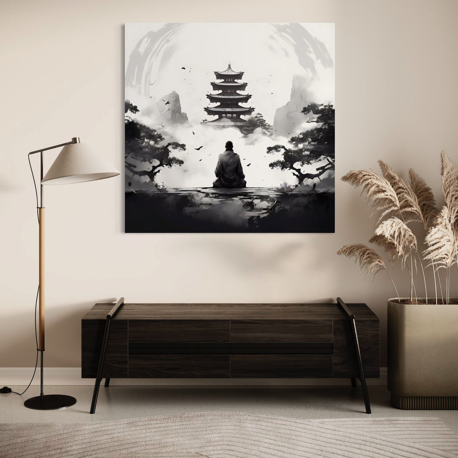 Pittura monocromatica Zen - Meditazione e tranquillità - Decorazione murale
