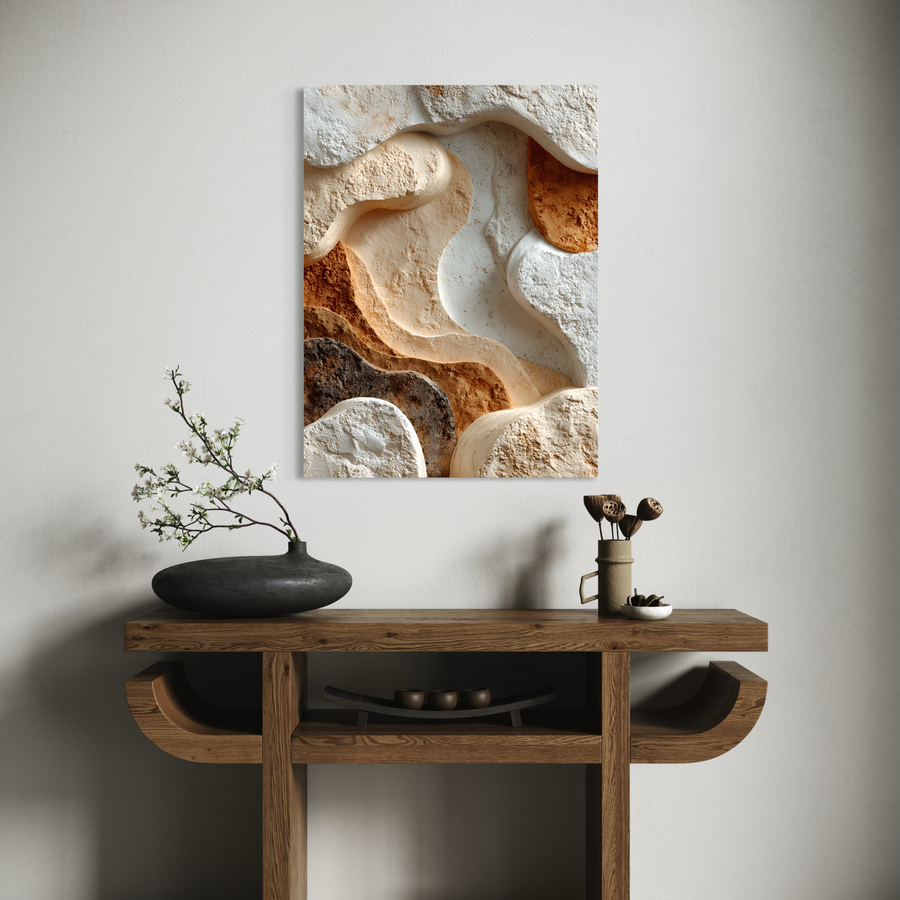 Japandi Mineral Relief Painting – Natural Organic Texture
