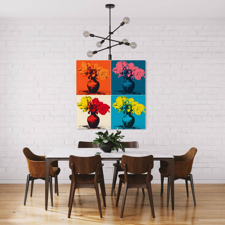 Pop Art Fleurs Quadriptyque - Decorazione murale vibrante | Art Moderne