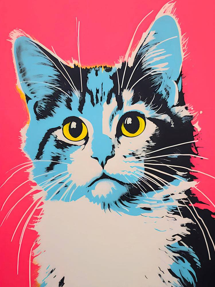Tableau Pop Art Chat Mignon - Décoration Murale Accueillante | Art Moderne