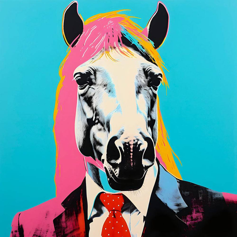 Pittura Pop Art Cavallo elegante - Decorazione murale originale | Arte contemporanea