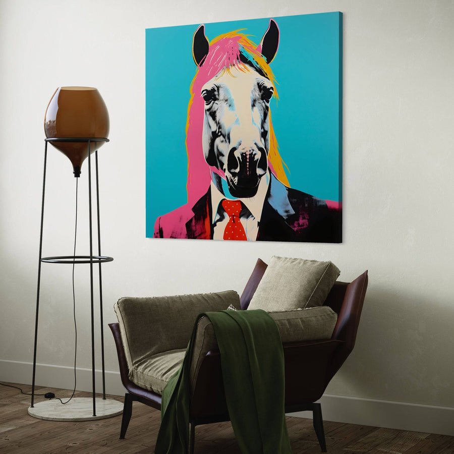 Pittura Pop Art Cavallo elegante - Decorazione murale originale | Arte contemporanea