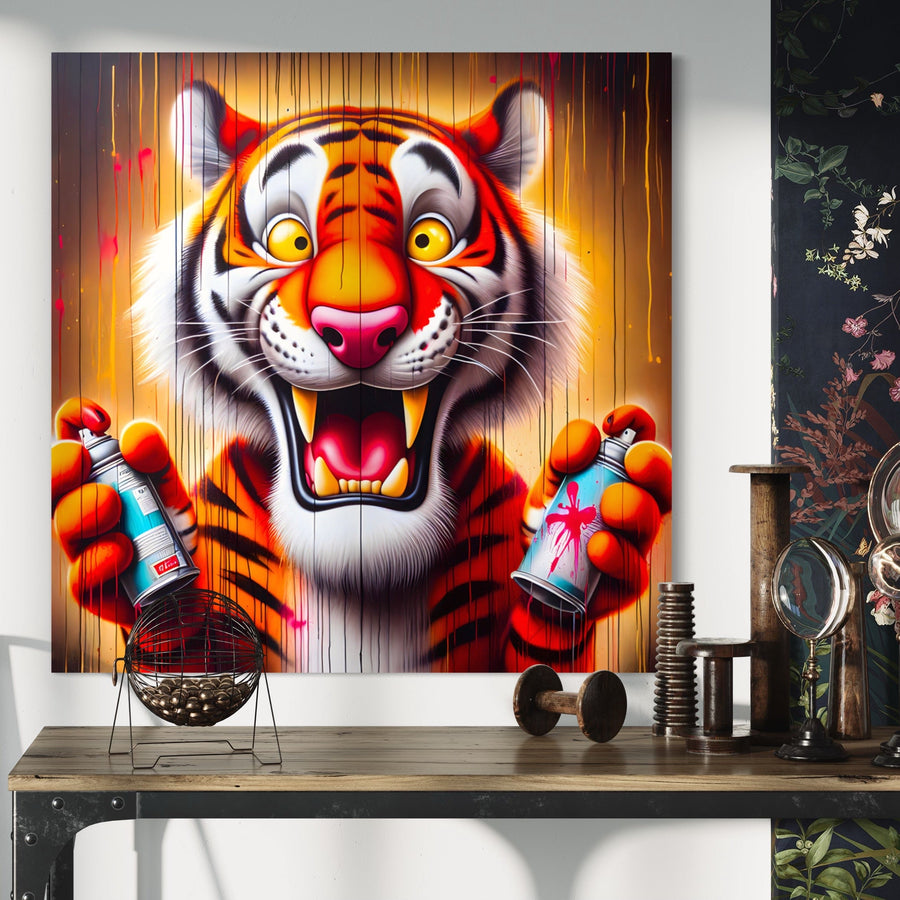 Tableau Pop Art Tigre Graffiti - Décoration Murale Design