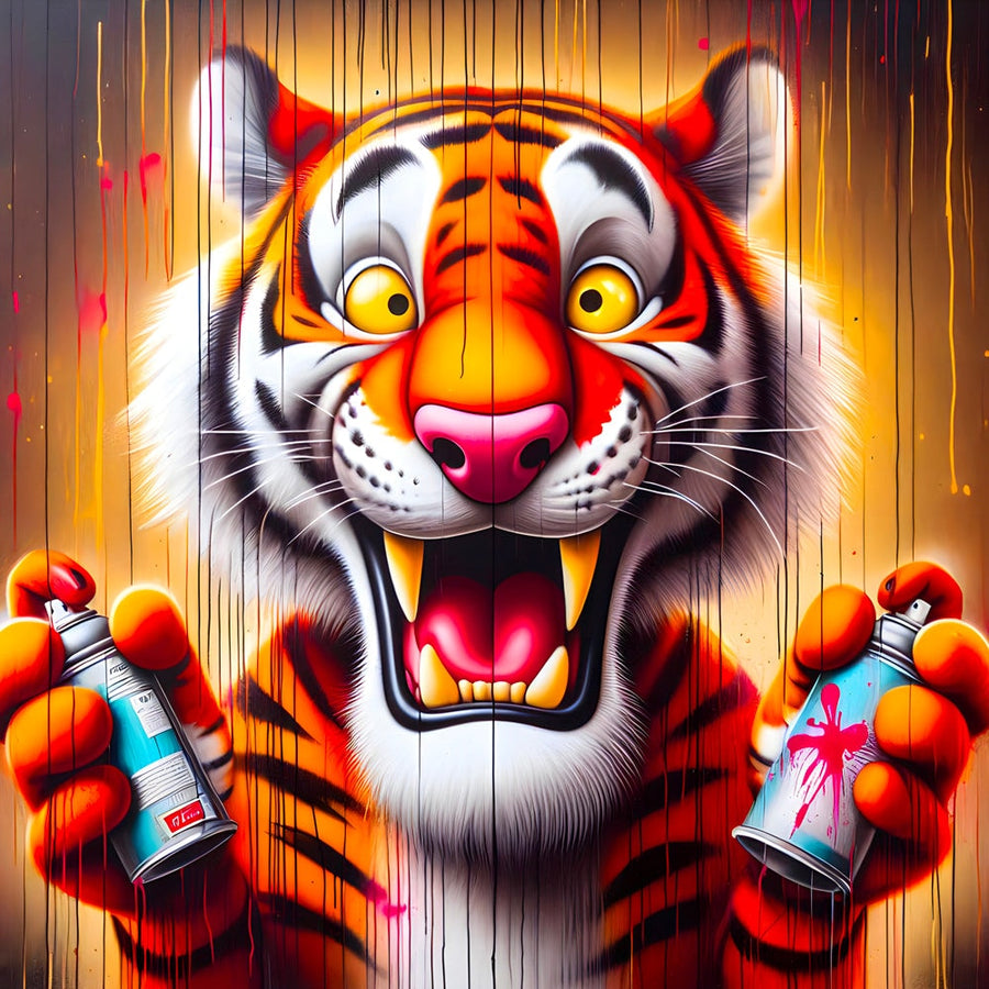 Tableau Pop Art Tigre Graffiti - Décoration Murale Design