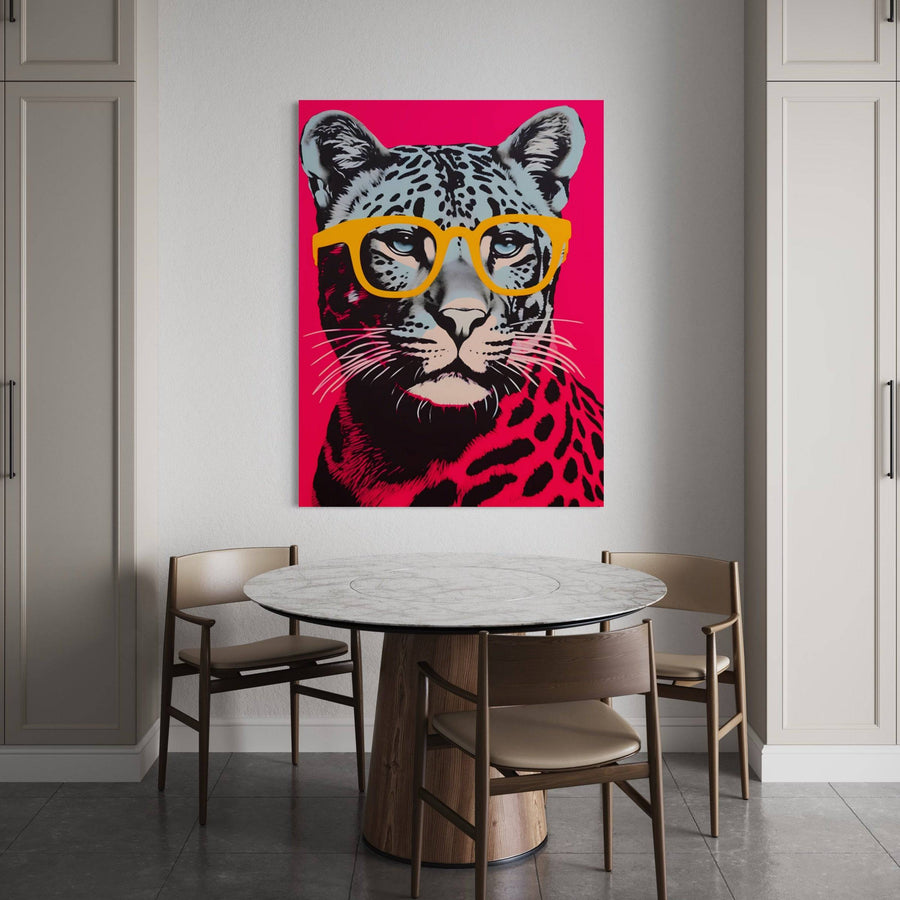 Pittura Pop Art Ghepardo con occhiali - Cornice per decorazione murale