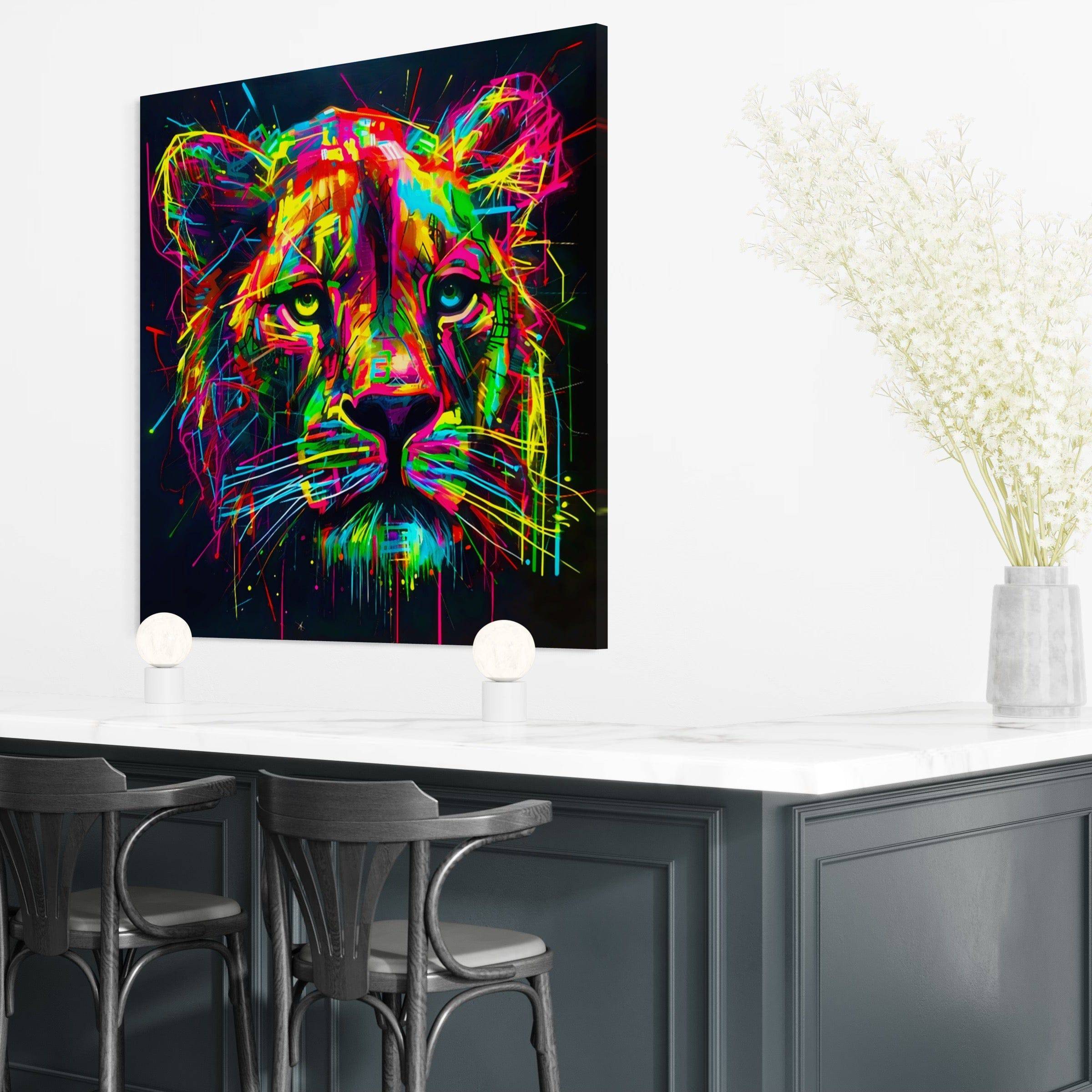 Toile Lion Pop Art - Tableau Déco Moderne - Fabulartz.fr 