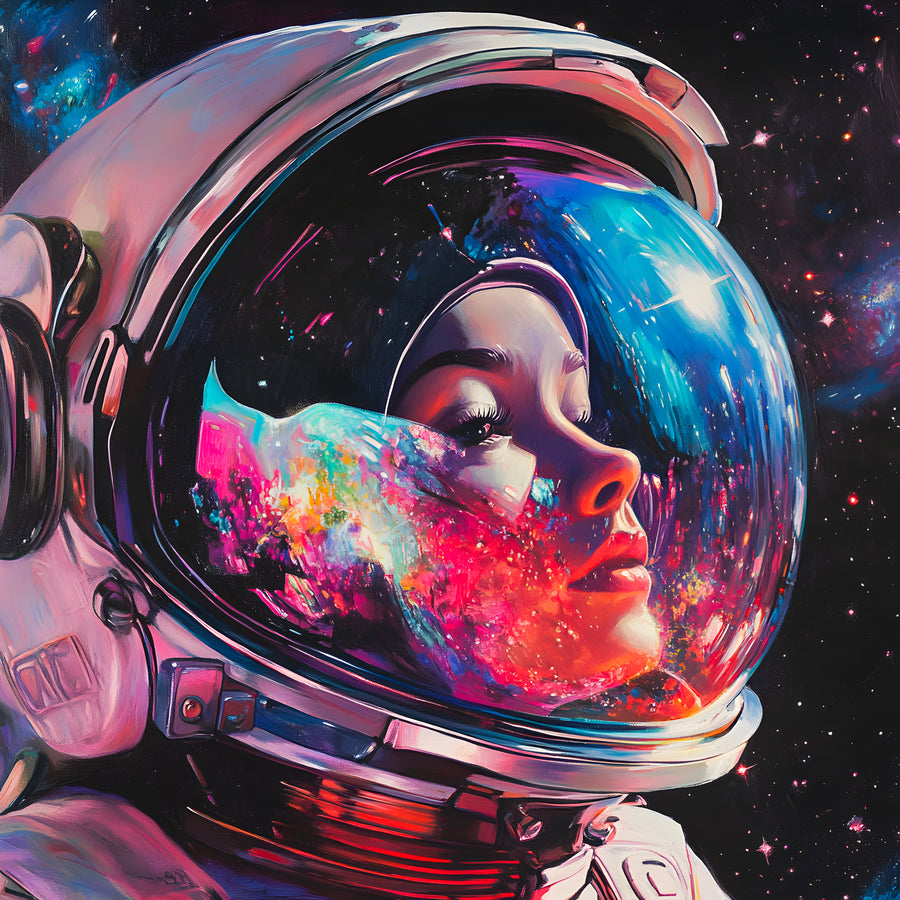 Pittura spaziale Ritratto di astronauta - Cornice da parete di design