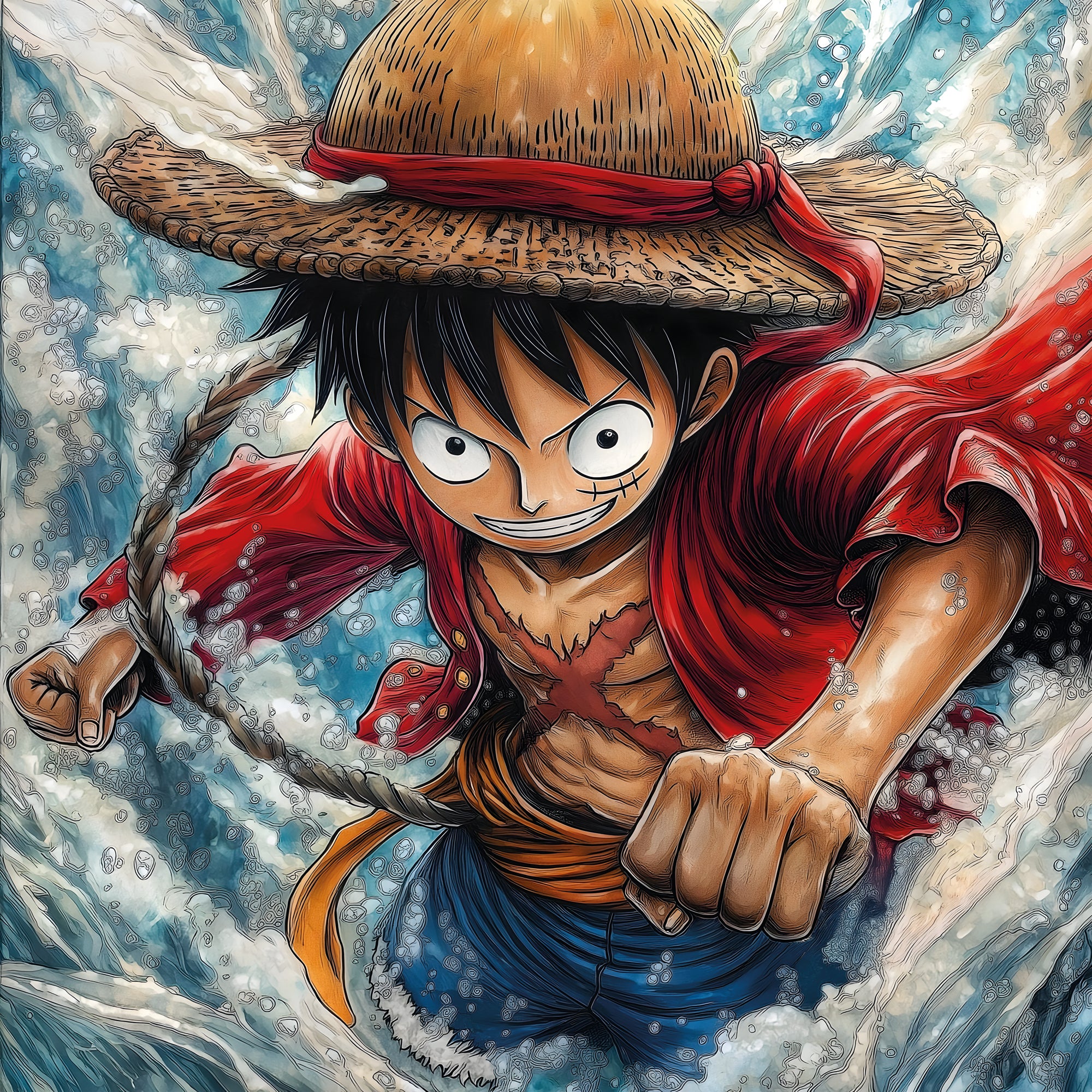 Tableau One Piece Luffy Combat - Déco Murale Design - Fabulartz.fr 