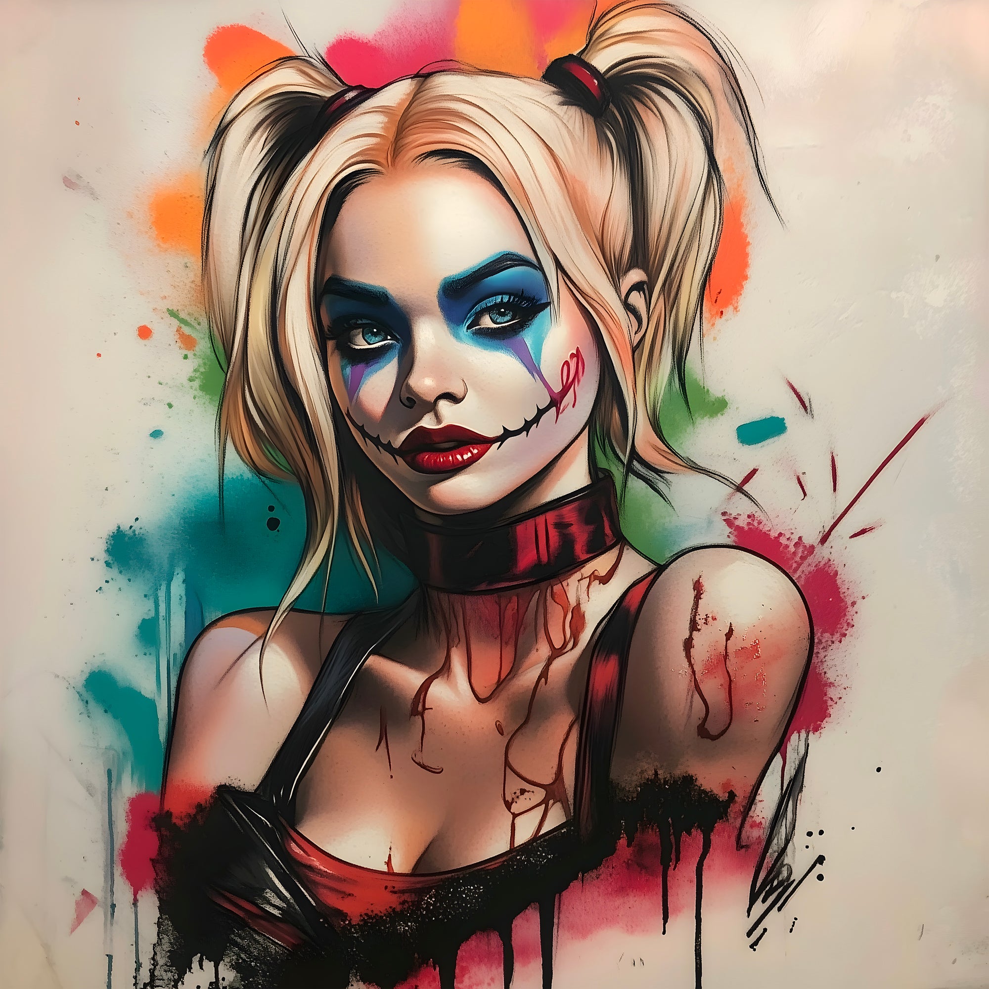 Tableau Harley Quinn Explosions de Couleurs – Cadre Déco Moderne - Fabulartz.fr 
