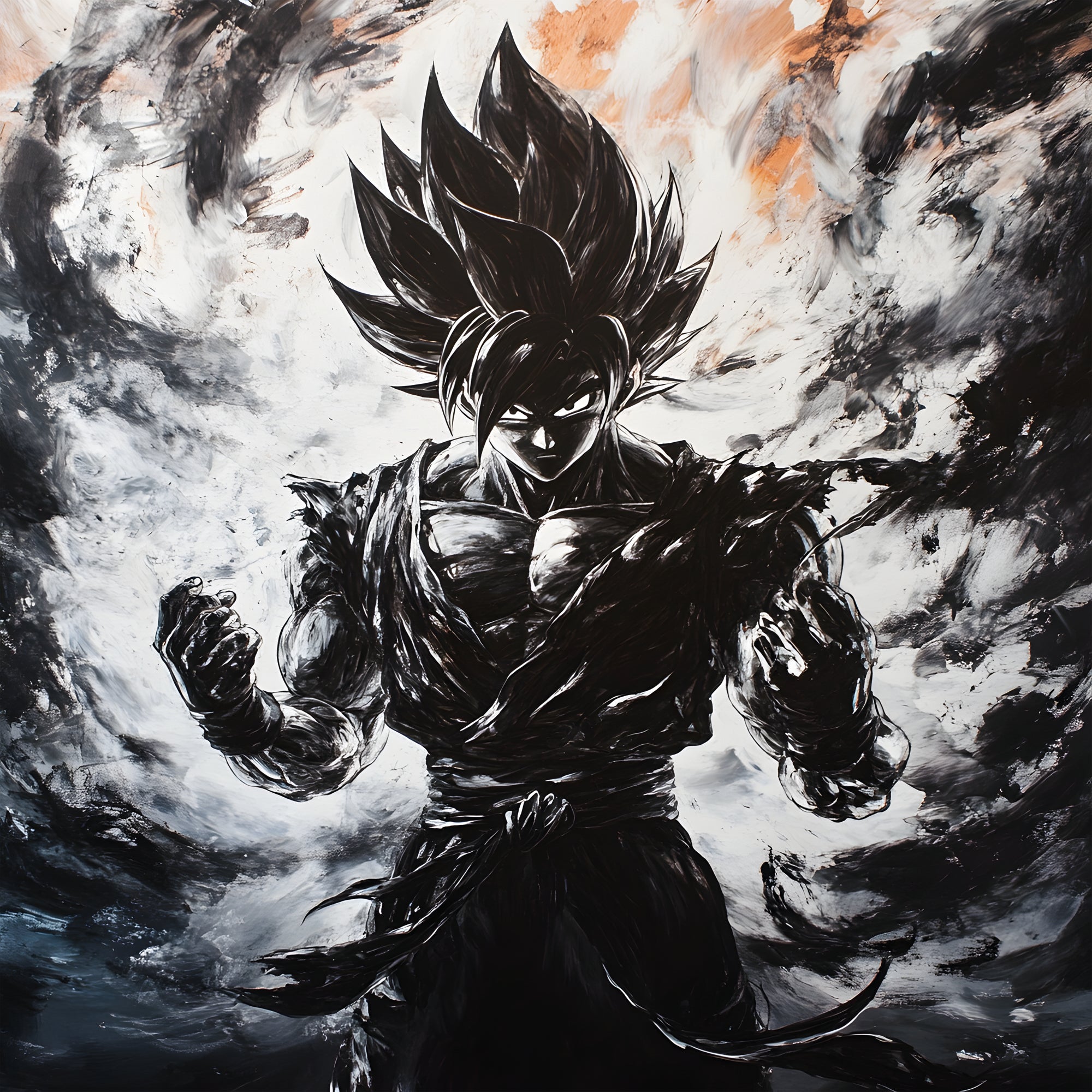 Tableau Dragon Ball Z Super Saiyan Noir et Blanc - Déco Murale - Fabulartz.fr 